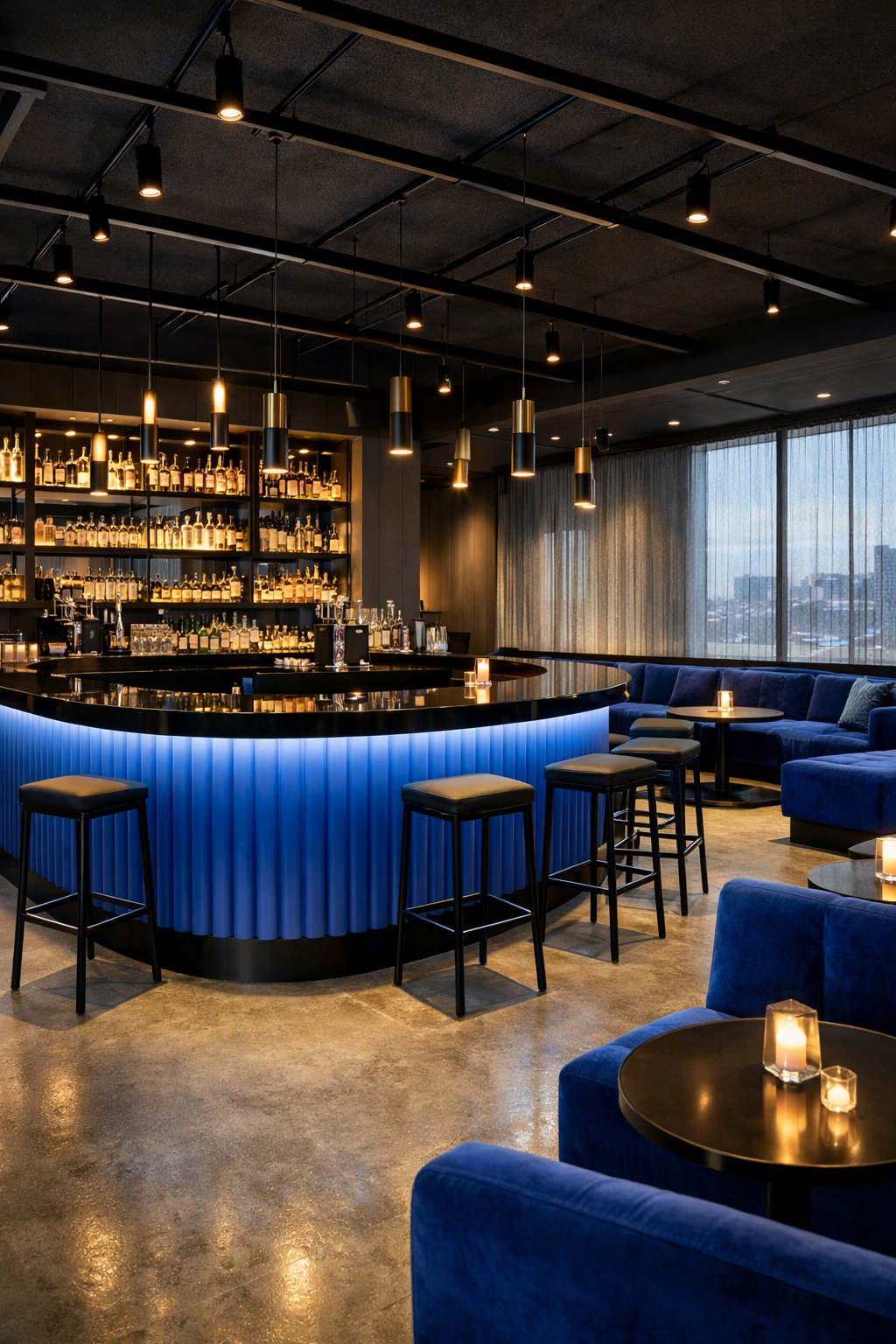 banco blue elettrico per lounge bar a palermo