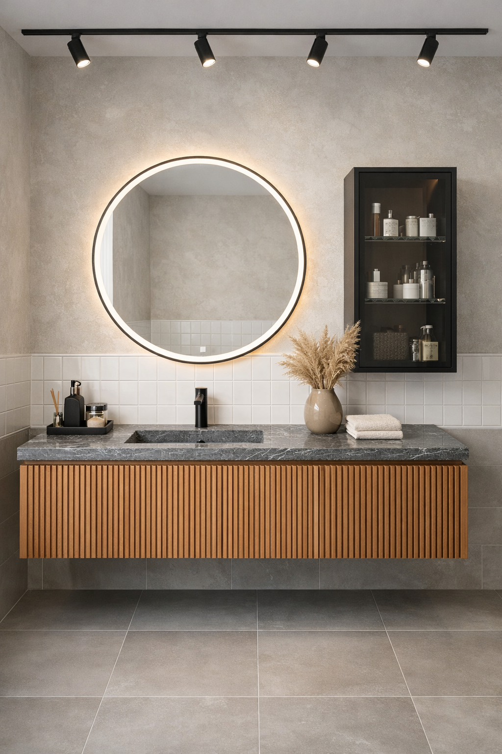mobile bagno in legno cannettato di rovere a palermo